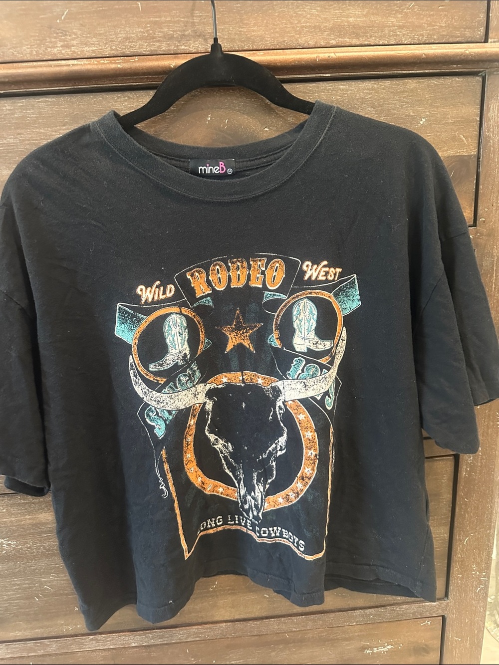 mine Black Wild Rodeo Skull Graphic Tee